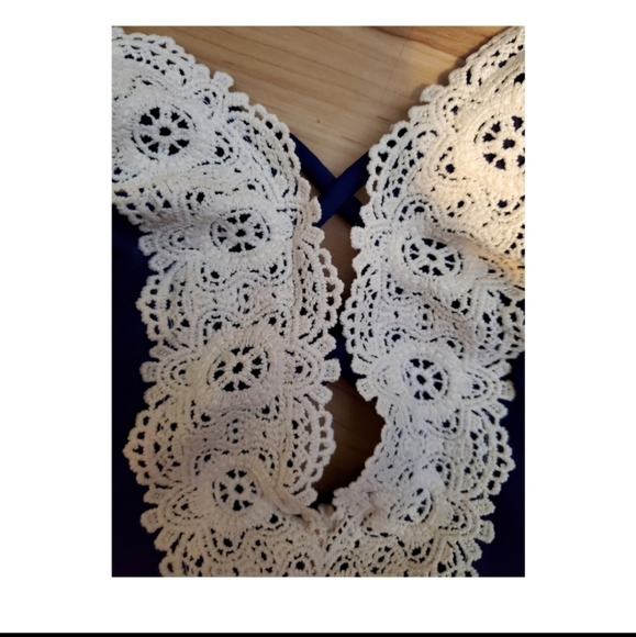 HP CUPSHE vintage XXL Sexy Blue Off White Lace plus size 1piece bathing … - Picture 8 of 9